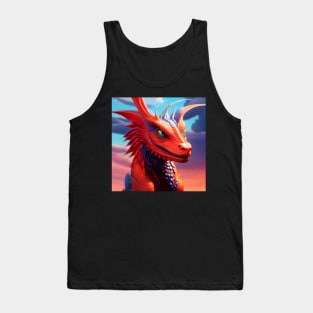 Grinning Young Red Dragon Tank Top